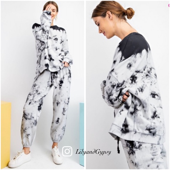 LAST MEDIUM Dip Tie dye two piece pant lounge set - Picture 7 of 7